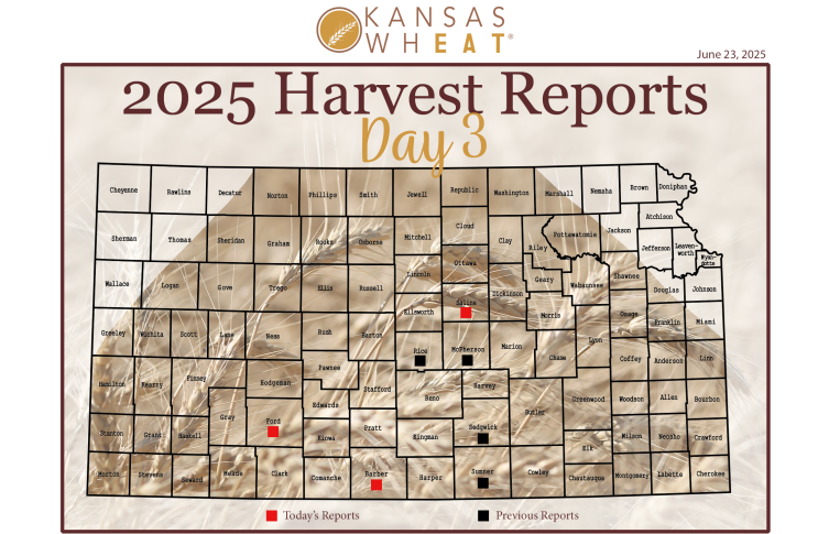 Image: Day 3, Kansas Wheat Harvest Report Map.